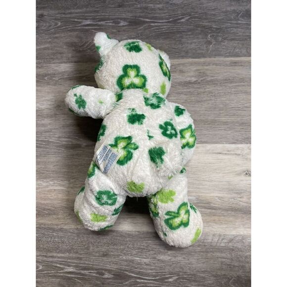 Build a Bear Shamrock Bear St Patricks Day White Green Irish Stuffed Plush BABW - Picture 6 of 9